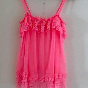 NWT Victoria's Secret Hot Pink 2 Piece Lace Lingerie Set
